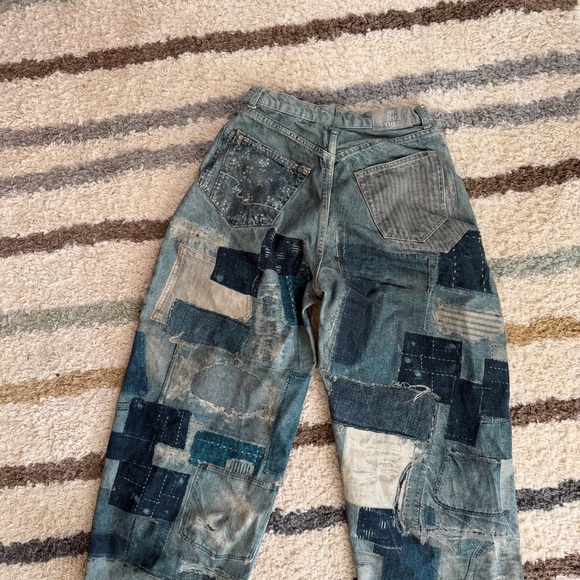 We The Free Patchwork Wide-Leg Pants in Blue and Gray - Picture 3 of 4